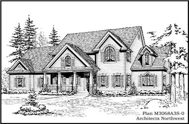 4-Bedroom, 3068 Sq Ft Country Home Plan - 115-1016 - Main Exterior