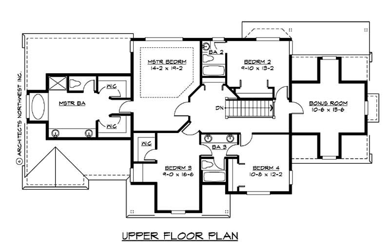 Floor Plan Second Story of Country Plan #115-1016
