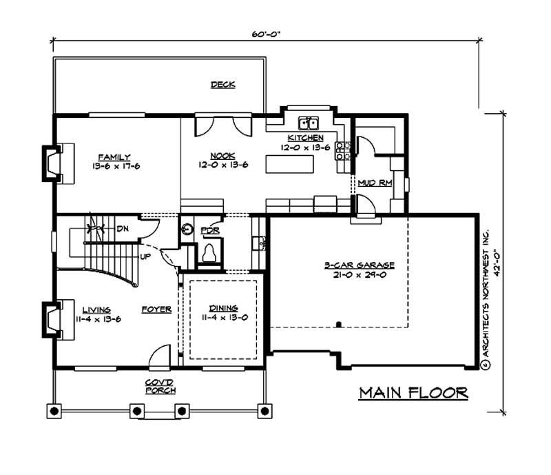 Floor Plan First Story of Country Plan #115-1017