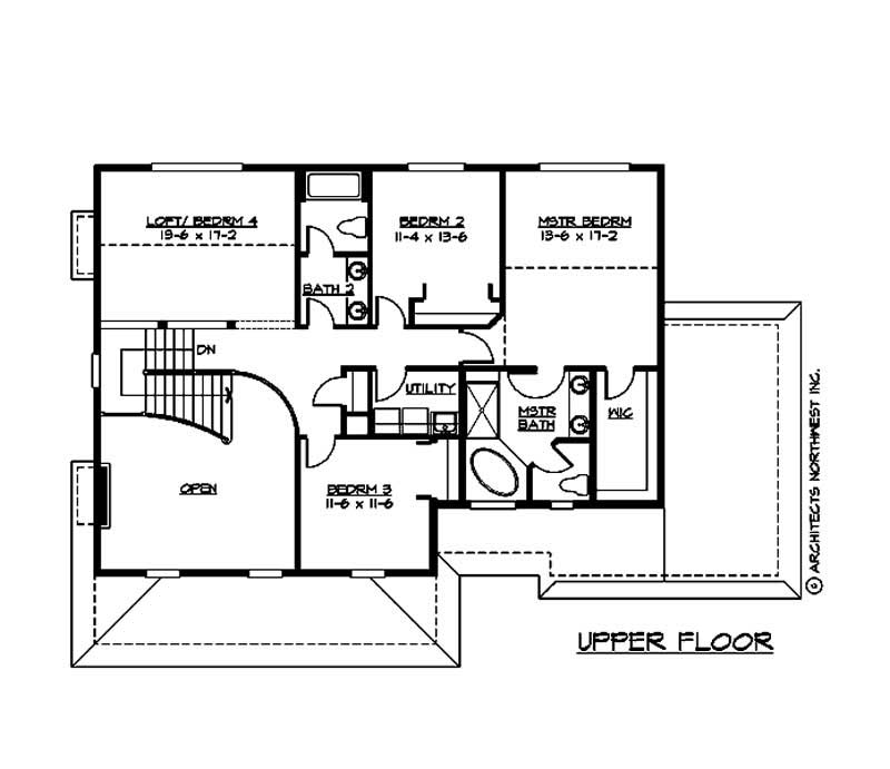 Floor Plan Second Story of Country Plan #115-1017