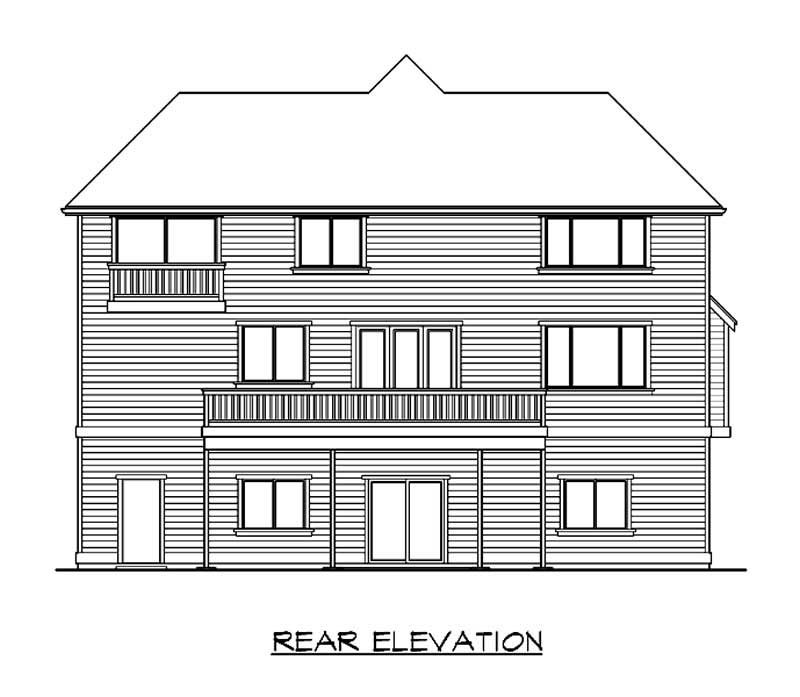 Home Plan Rear Elevation of this 5-Bedroom,3395 Sq Ft Plan -115-1020