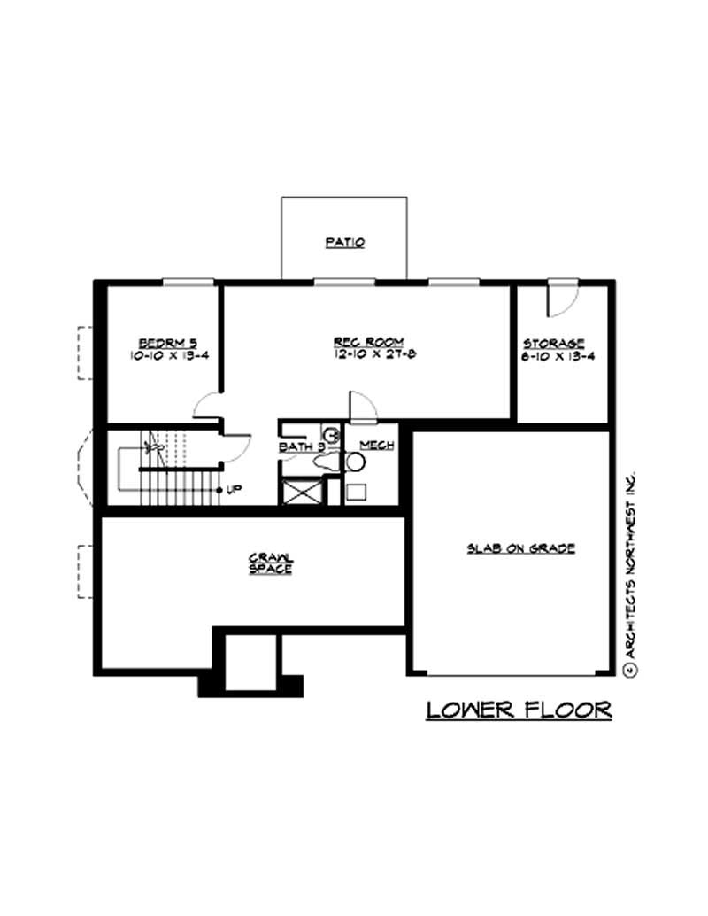 Floor Plan Basement of Craftsman Plan #115-1020