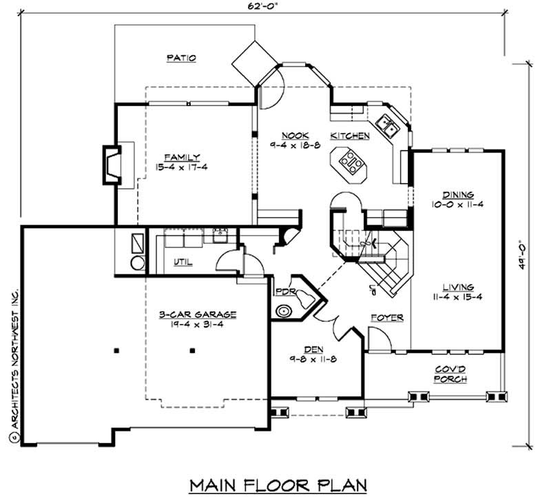 Floor Plan First Story of European Plan #115-1021