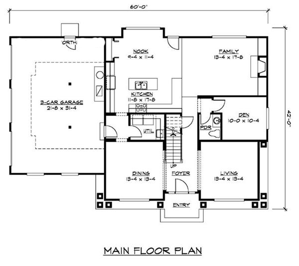 Floor Plan First Story of Colonial Plan #115-1024