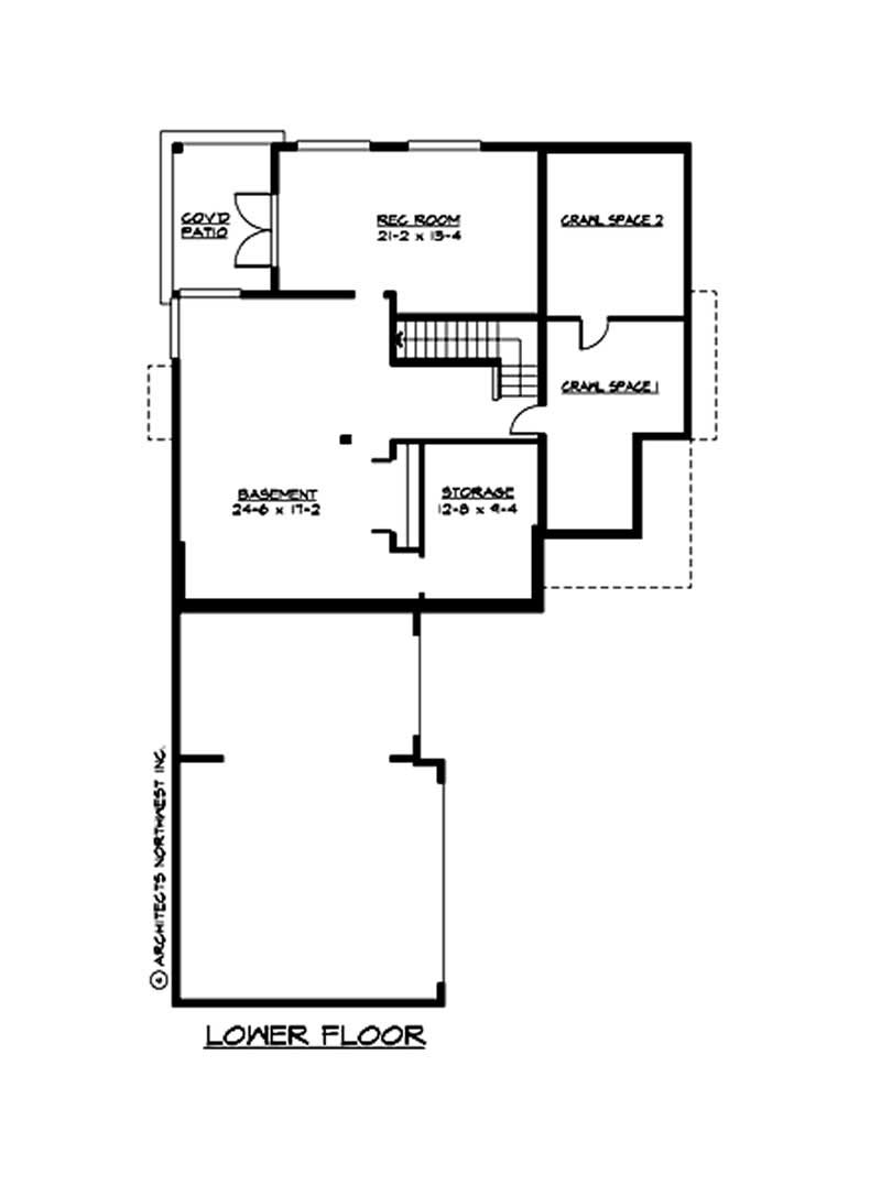 Floor Plan Basement of Ranch Plan #115-1028