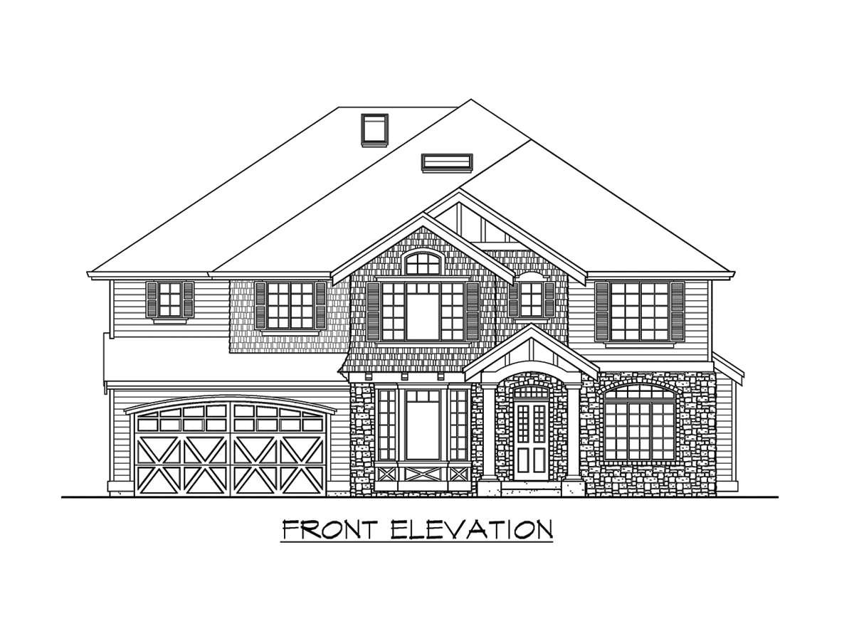 Home Plan Front Elevation of this 5-Bedroom,4430 Sq Ft Plan -115-1029