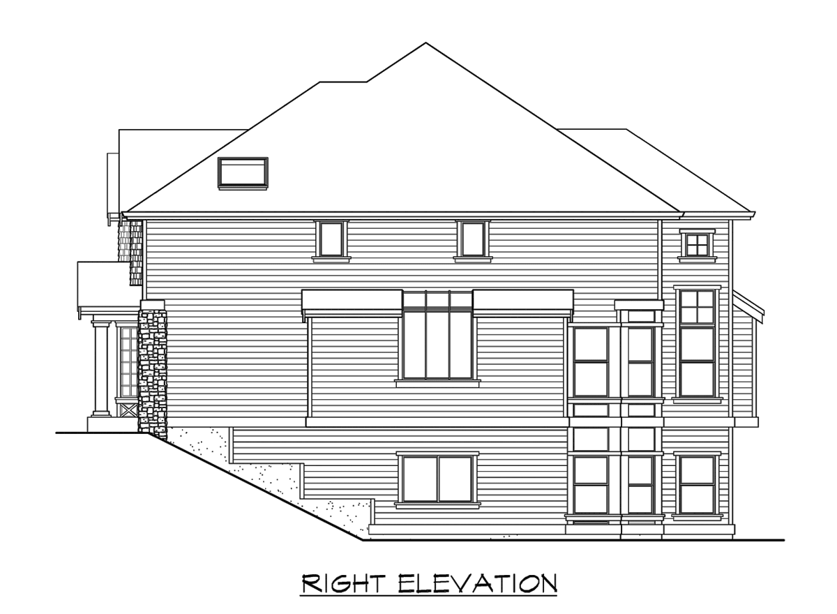 Home Plan Right Elevation of this 5-Bedroom,4430 Sq Ft Plan -115-1029