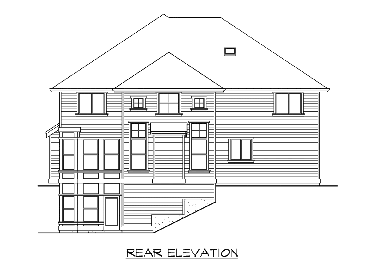 Home Plan Rear Elevation of this 5-Bedroom,4430 Sq Ft Plan -115-1029