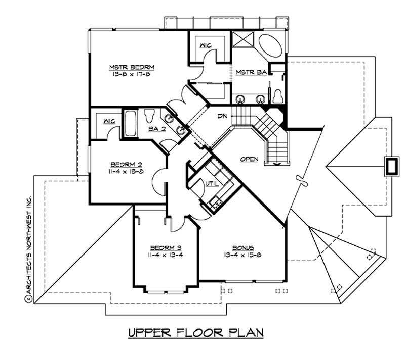 Floor Plan Second Story of Country Plan #115-1041