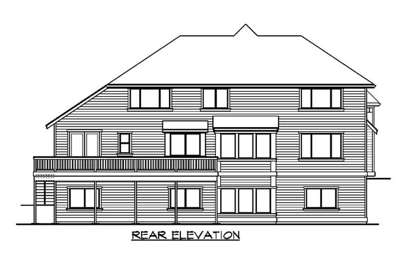 Home Plan Rear Elevation of this 5-Bedroom,4503 Sq Ft Plan -115-1047
