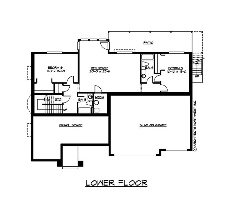 Floor Plan Basement of Craftsman Plan #115-1047