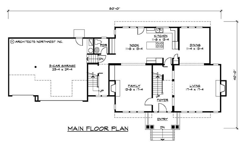Floor Plan First Story of Ranch Plan #115-1051