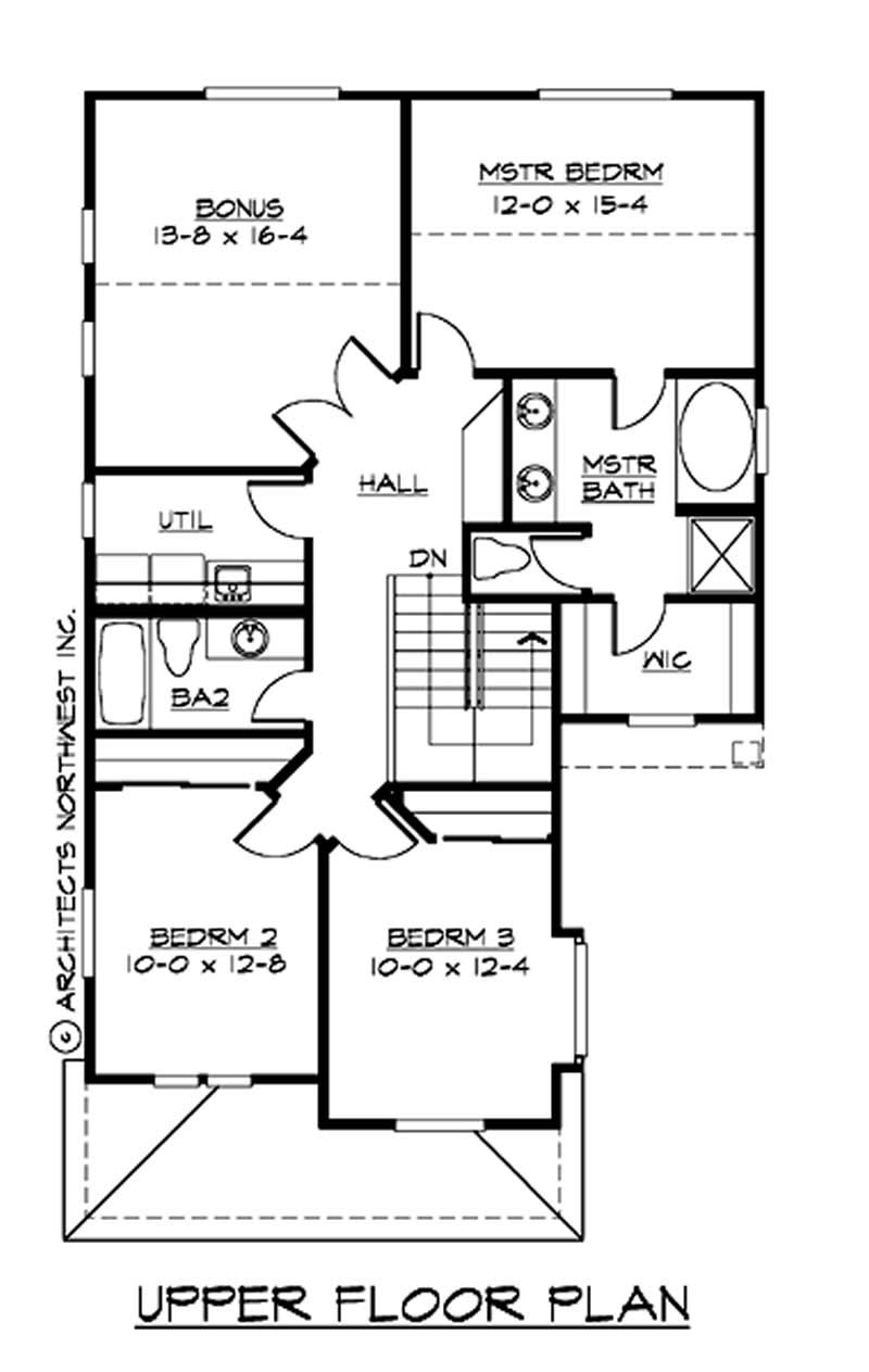 Floor Plan Second Story of Craftsman Plan #115-1061