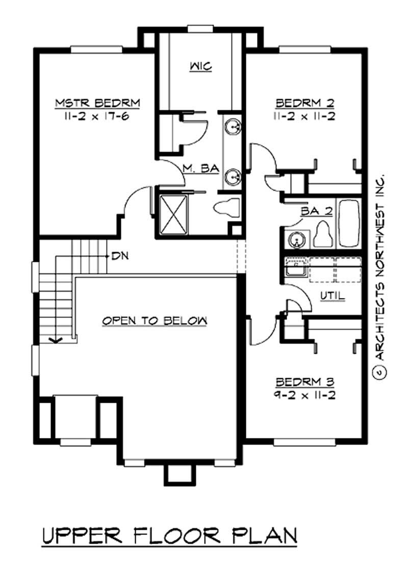 Floor Plan Second Story of Craftsman Plan #115-1077