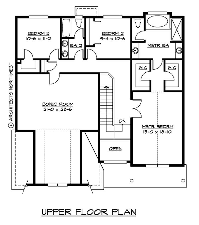 Floor Plan Second Story of Ranch Plan #115-1084