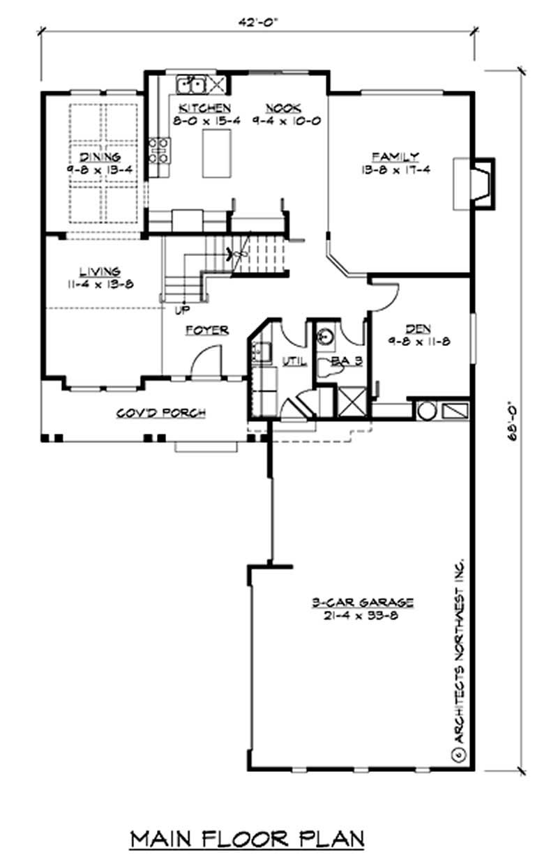 Floor Plan First Story of Ranch Plan #115-1096