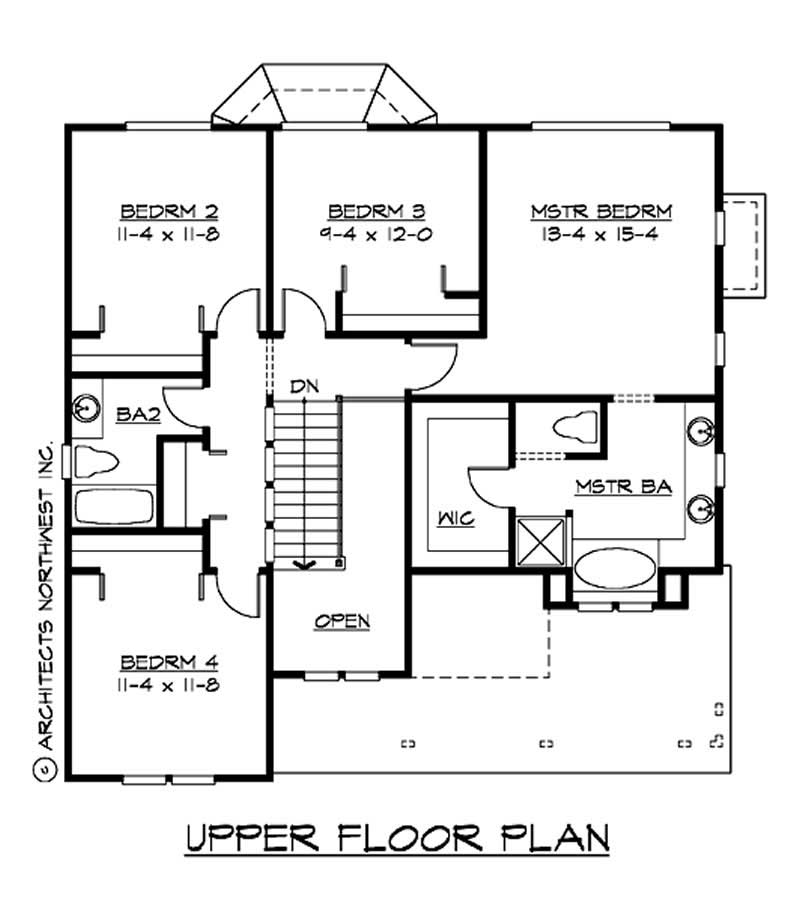 Floor Plan Second Story of Country Plan #115-1097