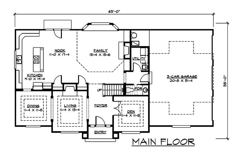 Floor Plan First Story of European Plan #115-1100
