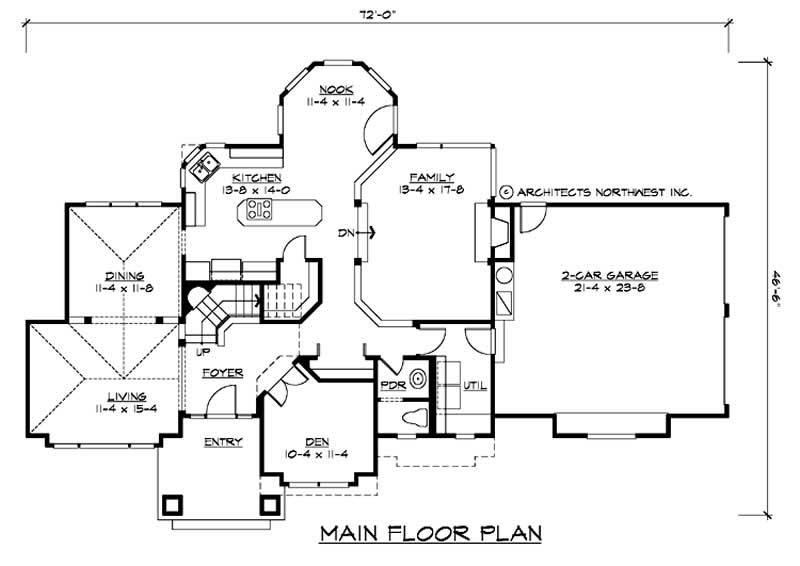 Floor Plan First Story of European Plan #115-1102