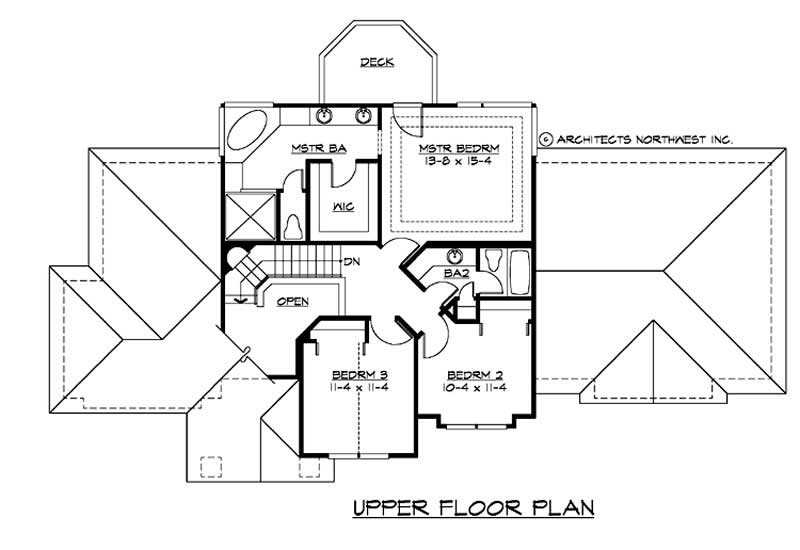 Floor Plan Second Story of European Plan #115-1102