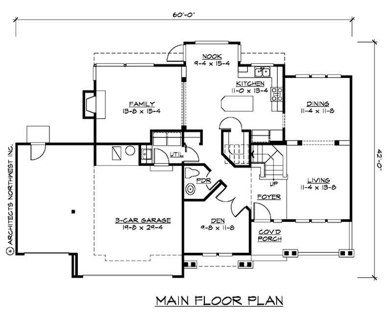 Floor Plan First Story of European Plan #115-1103
