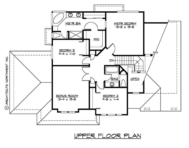 Floor Plan Second Story of European Plan #115-1103