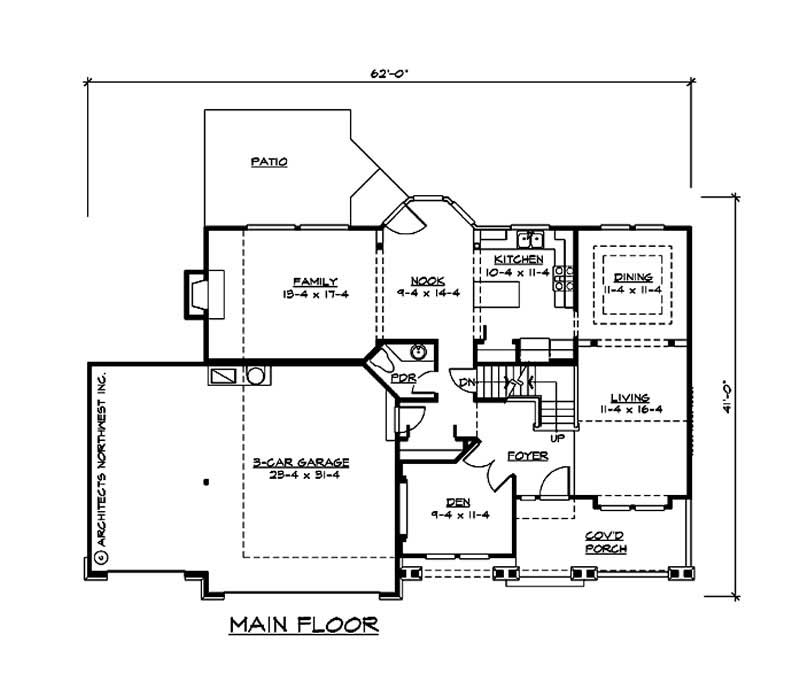 Floor Plan First Story of Country Plan #115-1107