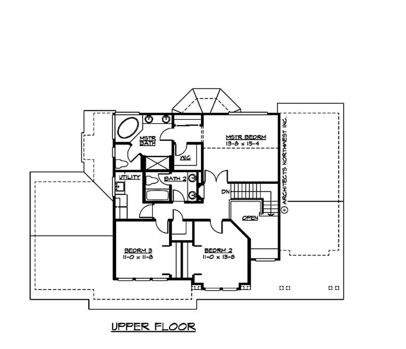Floor Plan Second Story of Country Plan #115-1107