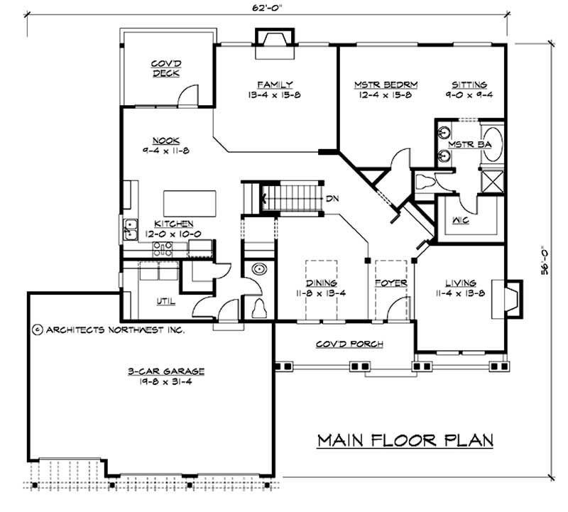 Floor Plan First Story of Craftsman Plan #115-1114