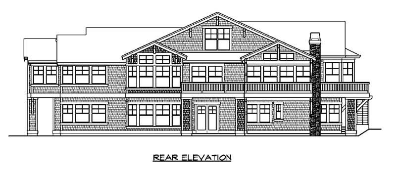 Home Plan Rear Elevation of this 4-Bedroom,5367 Sq Ft Plan -115-1121