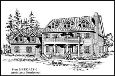 4-Bedroom, 4552 Sq Ft Colonial Home Plan - 115-1128 - Main Exterior