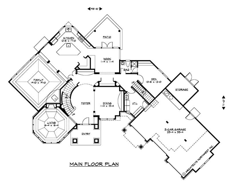 Floor Plan First Story of European Plan #115-1166