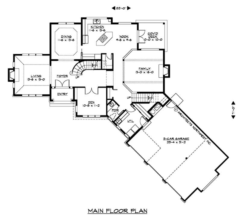 Floor Plan First Story of European Plan #115-1170