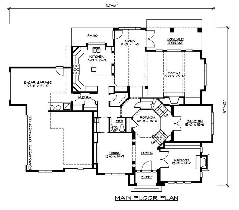 Floor Plan First Story of European Plan #115-1175