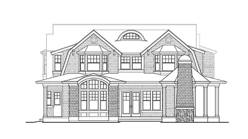Home Plan Rear Elevation of this 4-Bedroom,4566 Sq Ft Plan -115-1176