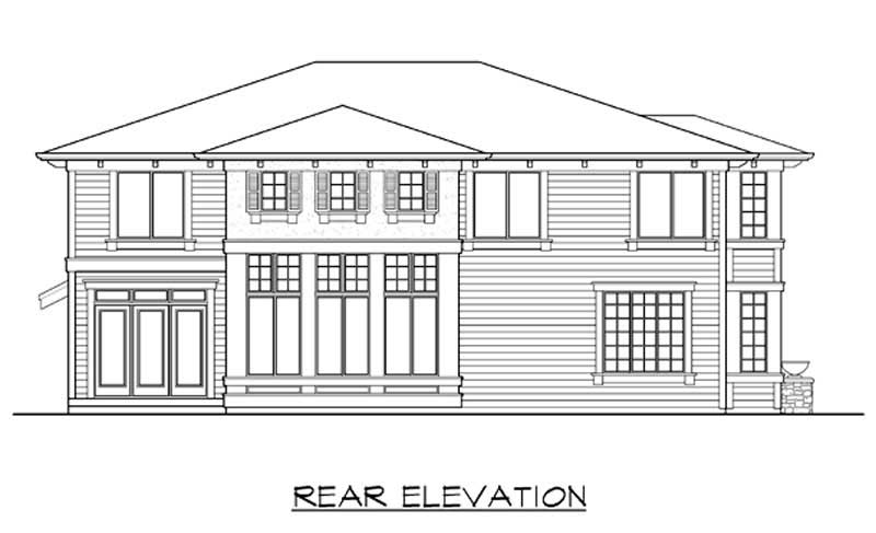 Home Plan Rear Elevation of this 4-Bedroom,3450 Sq Ft Plan -115-1185