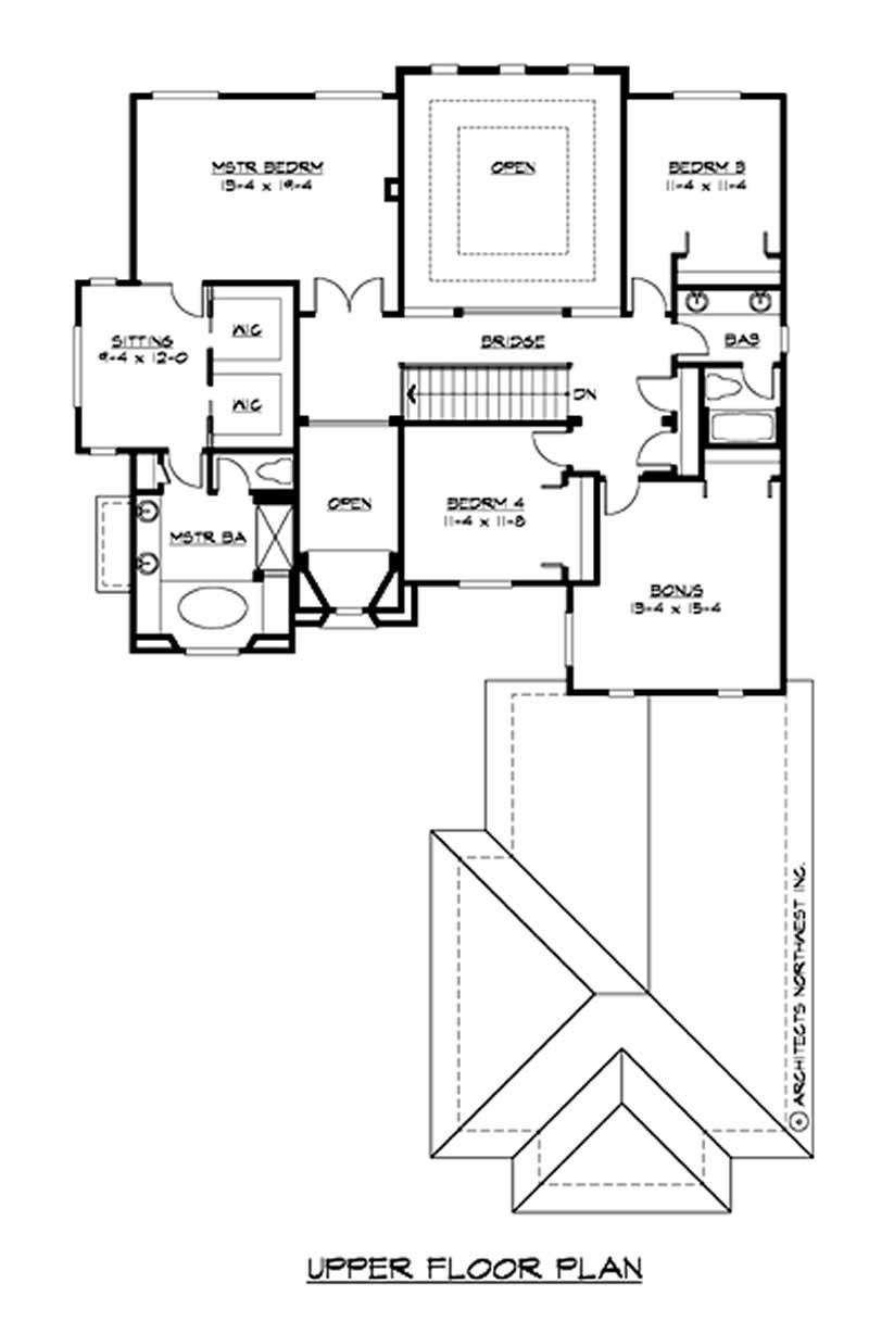 Floor Plan Second Story of European Plan #115-1185