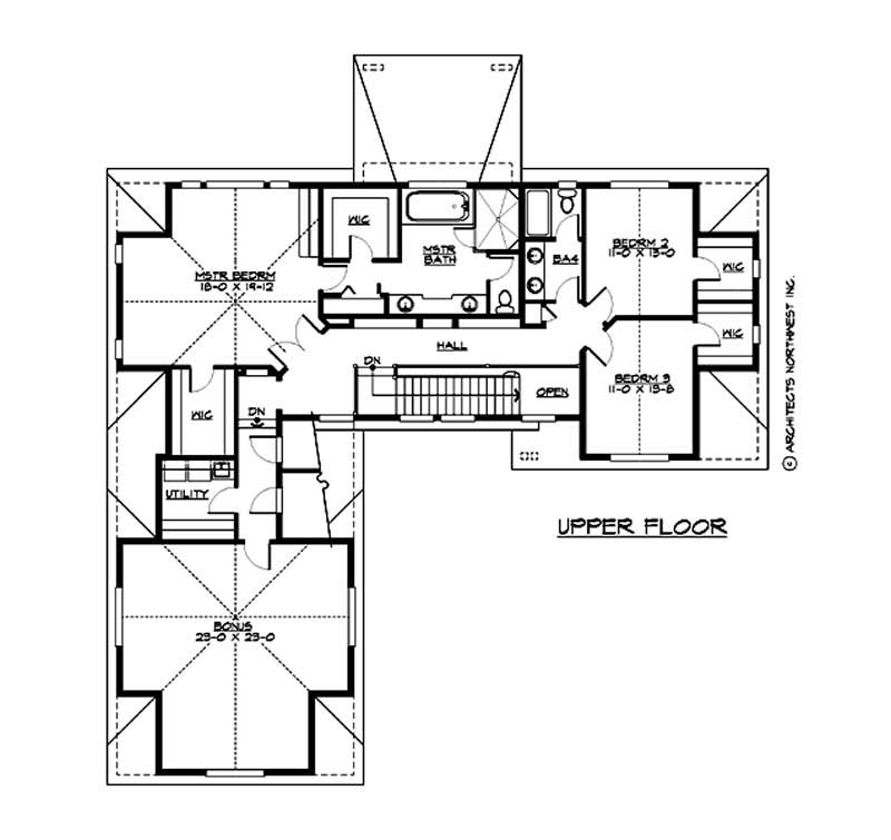 Floor Plan Second Story of Craftsman Plan #115-1193