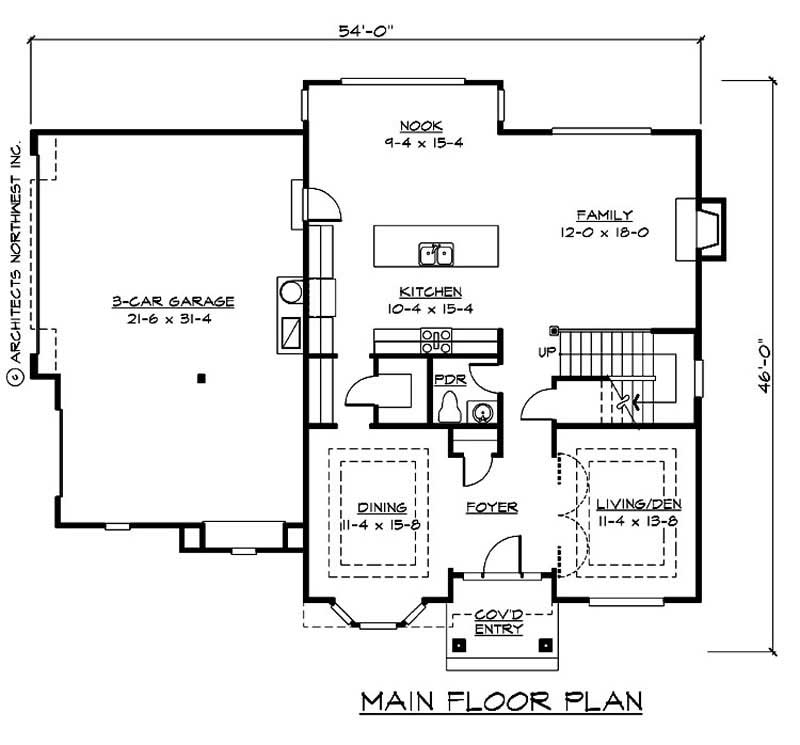 Floor Plan First Story of Traditional Plan #115-1218