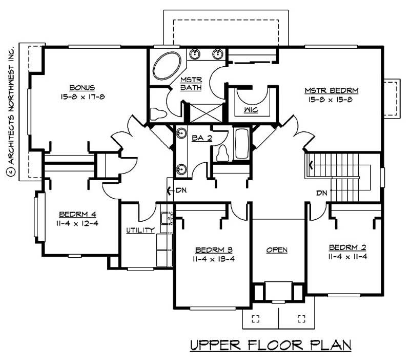 Floor Plan Second Story of Traditional Plan #115-1218