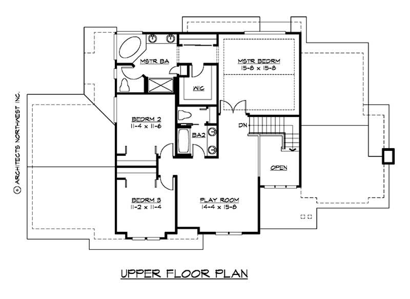 Floor Plan Second Story of European Plan #115-1220