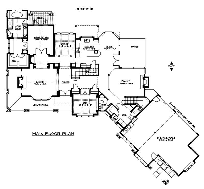 Floor Plan First Story of Country Plan #115-1221