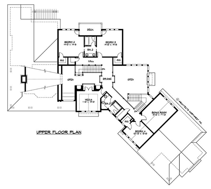 Floor Plan Second Story of Country Plan #115-1221
