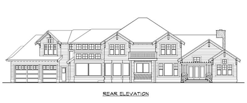 Home Plan Rear Elevation of this 4-Bedroom,4530 Sq Ft Plan -115-1221