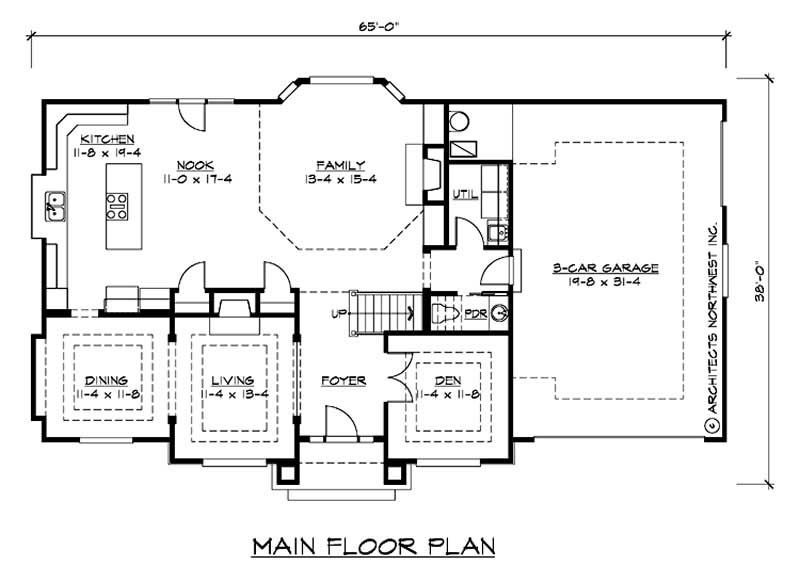 Floor Plan First Story of European Plan #115-1233