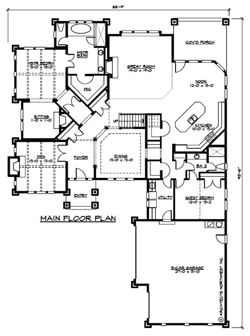 Floor Plan First Story of Craftsman Plan #115-1240