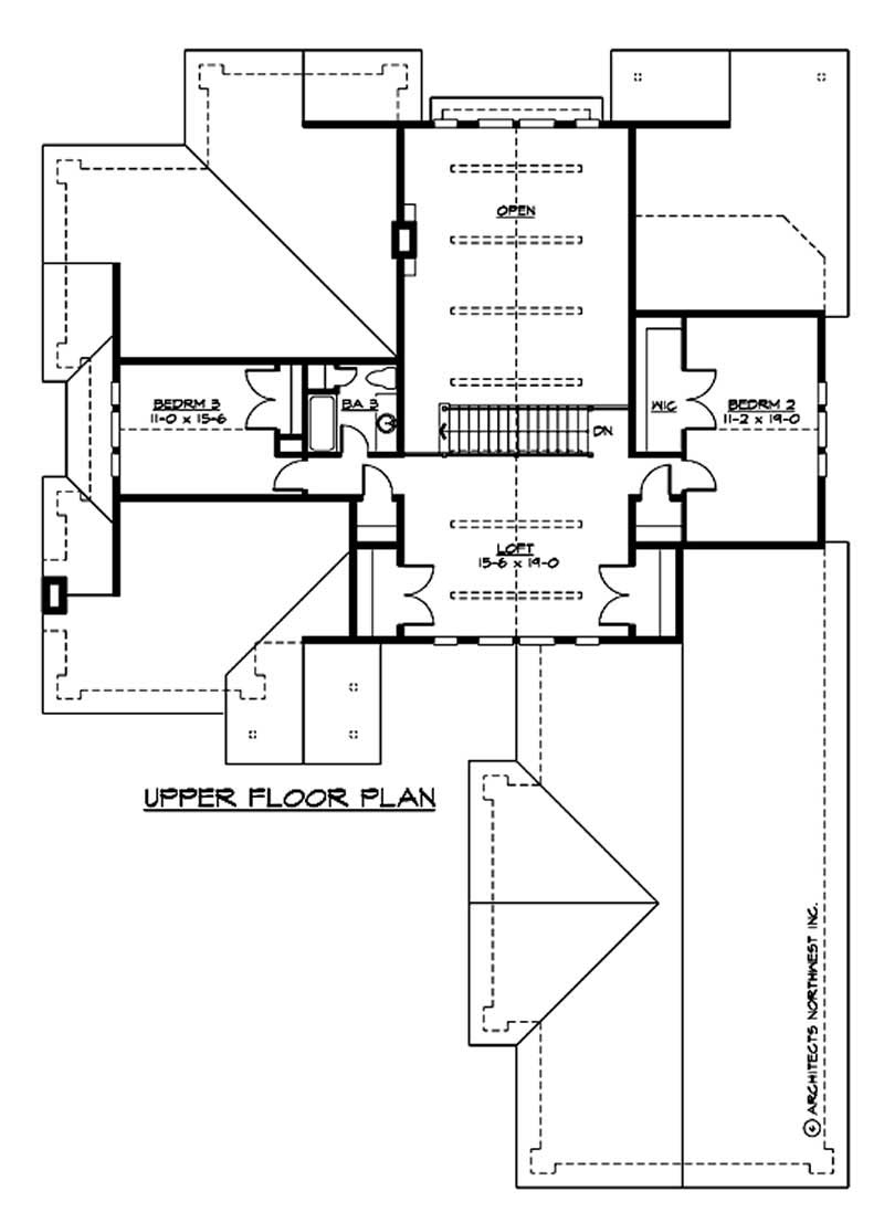 Floor Plan Second Story of Craftsman Plan #115-1240