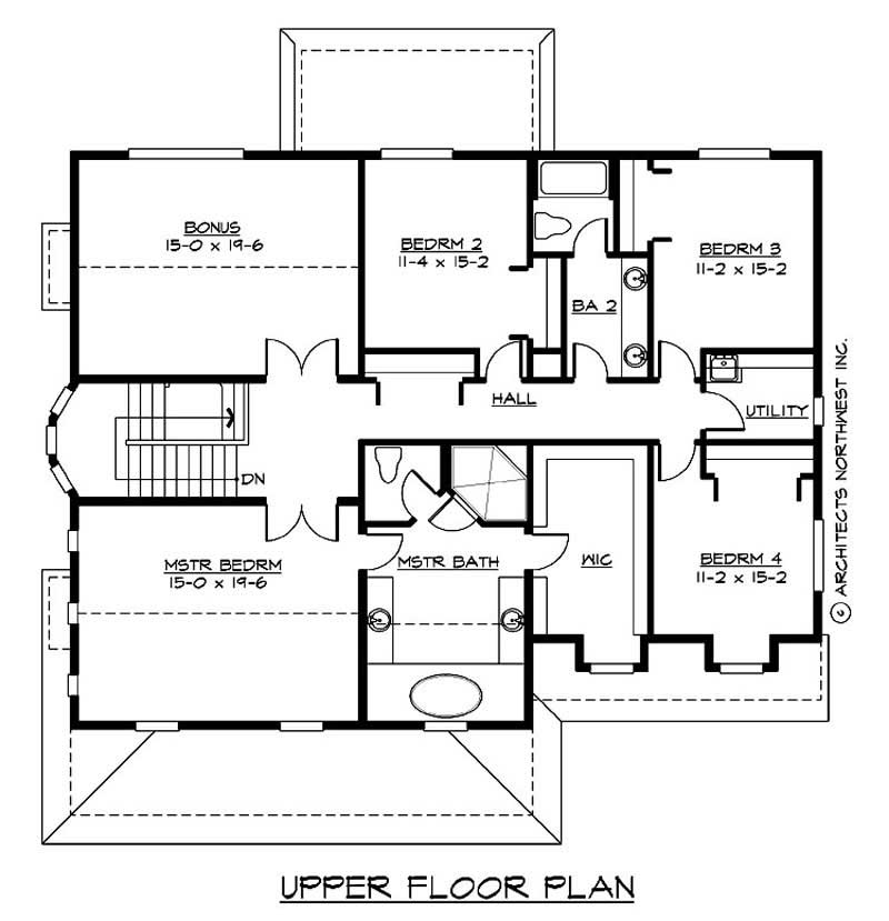 Floor Plan Second Story of Craftsman Plan #115-1261