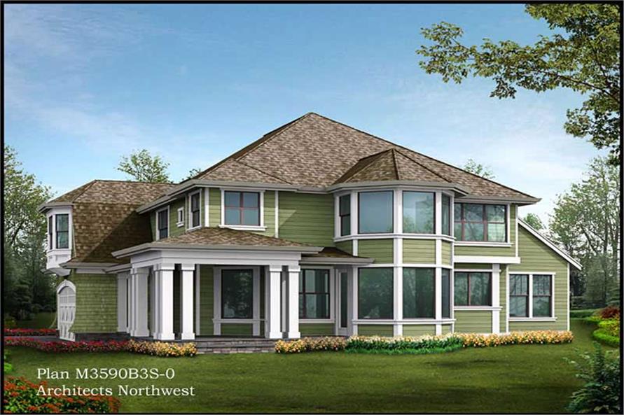 Home Plan Rear Elevation of this 4-Bedroom,3592 Sq Ft Plan -115-1274