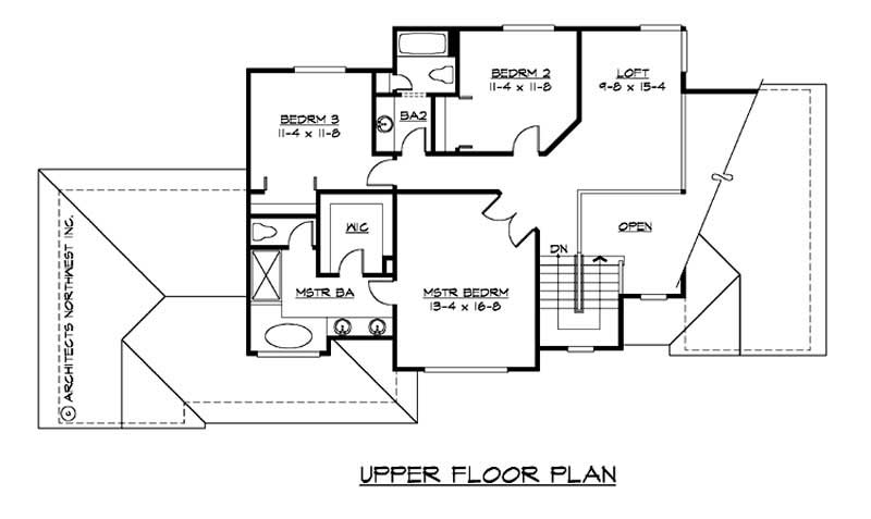 Floor Plan Second Story of European Plan #115-1294